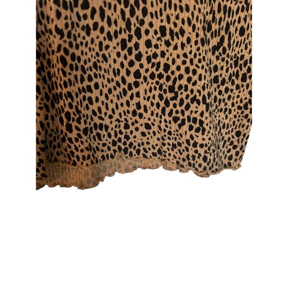 American Eagle leopard lettuce hem ribbed long sleeve top XS Y2K fall layering - Picture 4 of 8
